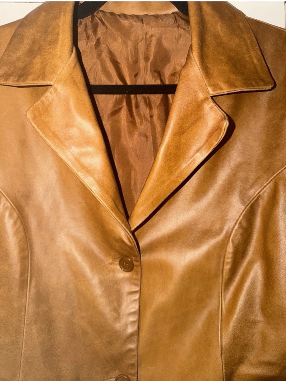 Men’s Vera Pelle Firenze Italian Leather Jacket Brown Vintage Size 46
